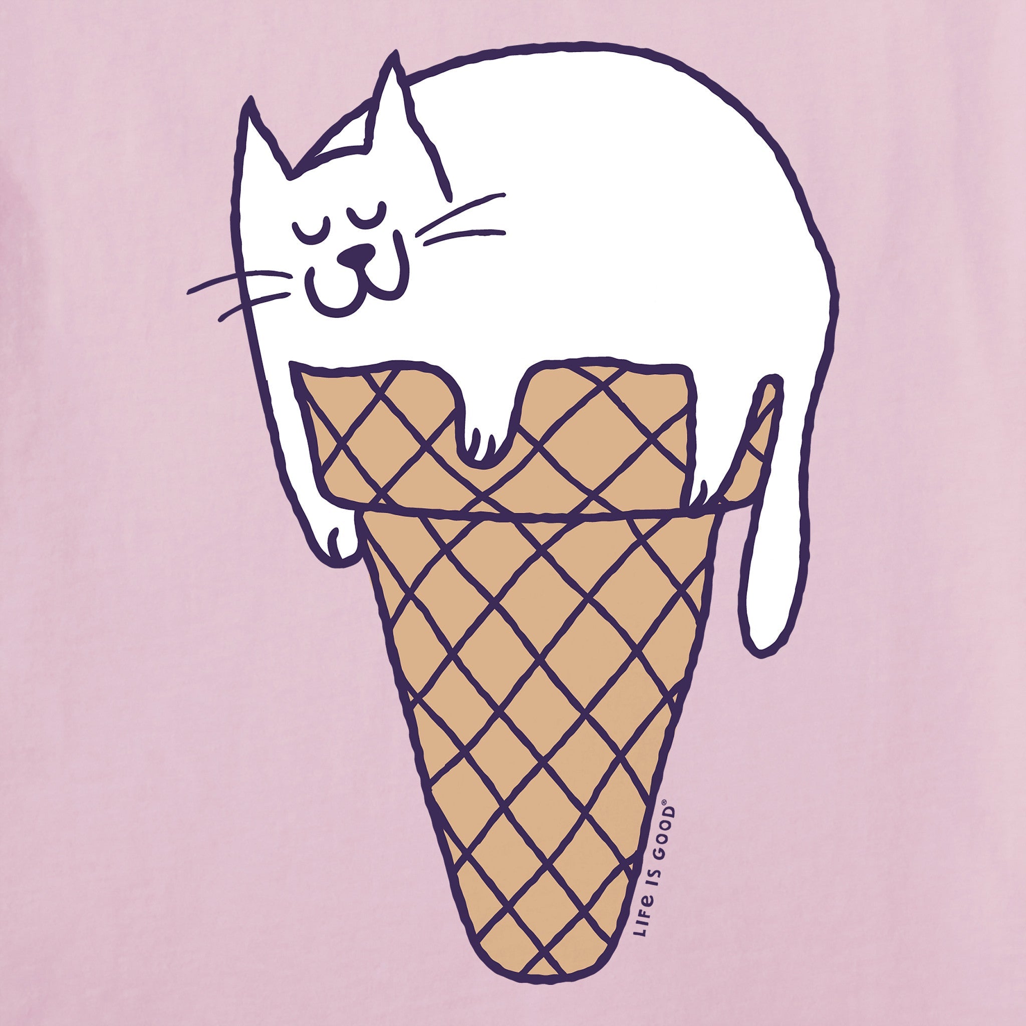 Women's Ice Cream Cat Short Sleeve Crusher Vee