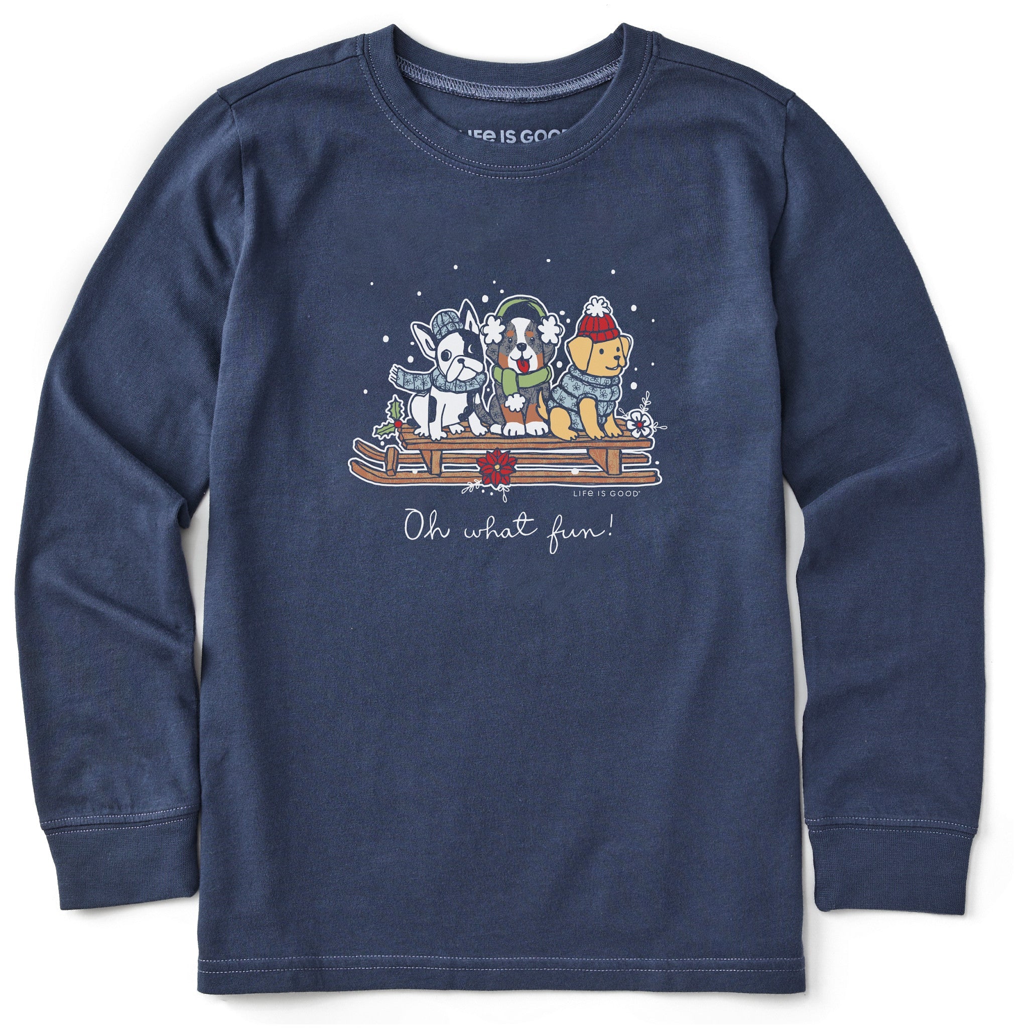 Kids Oh What Fun Winter Puppies Long Sleeve Crusher Tee