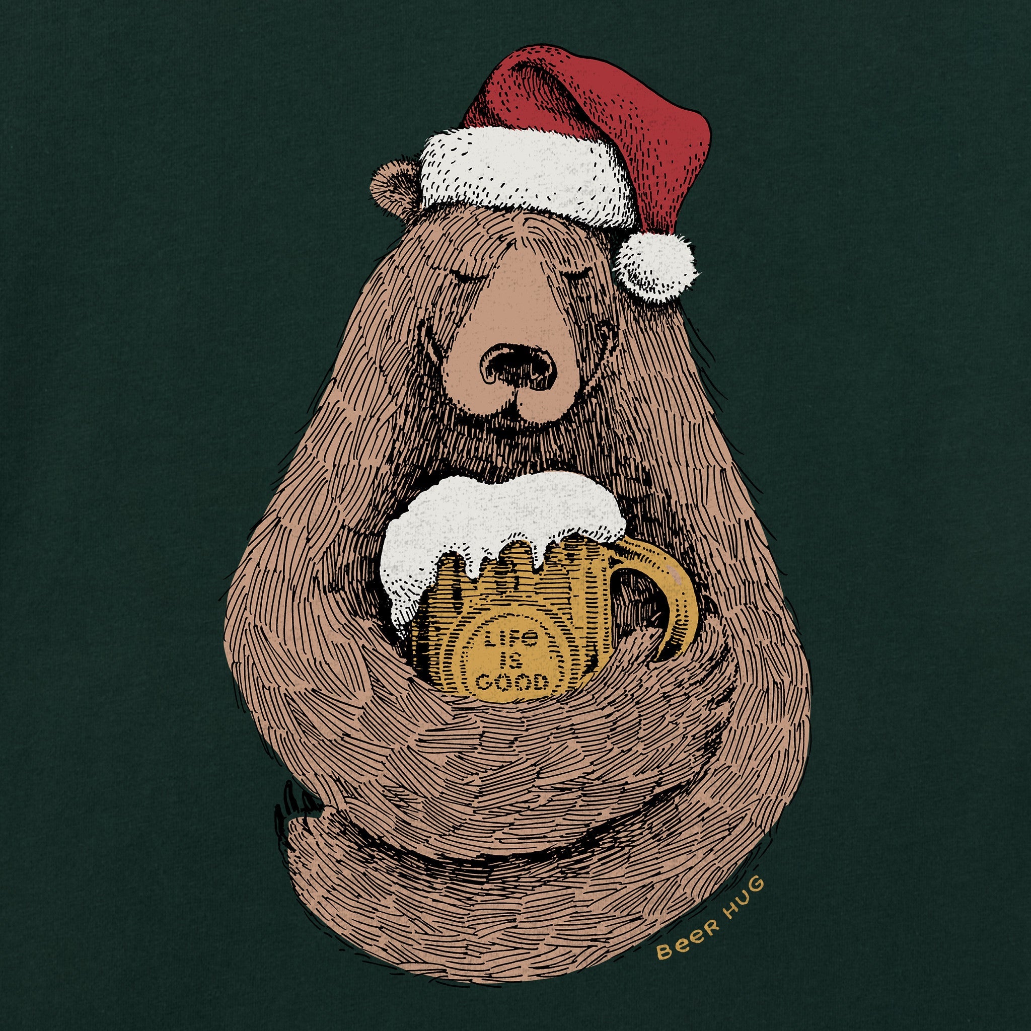 Men's Beer Hug Santa Bear Short Sleeve Crusher Tee