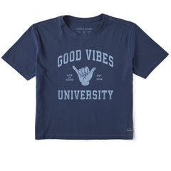 Women's Good Vibes University Short Sleeve Crusher Boxy Tee