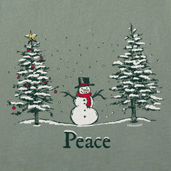 Men's Peace Trees Snowman Long Sleeve Crusher Tee