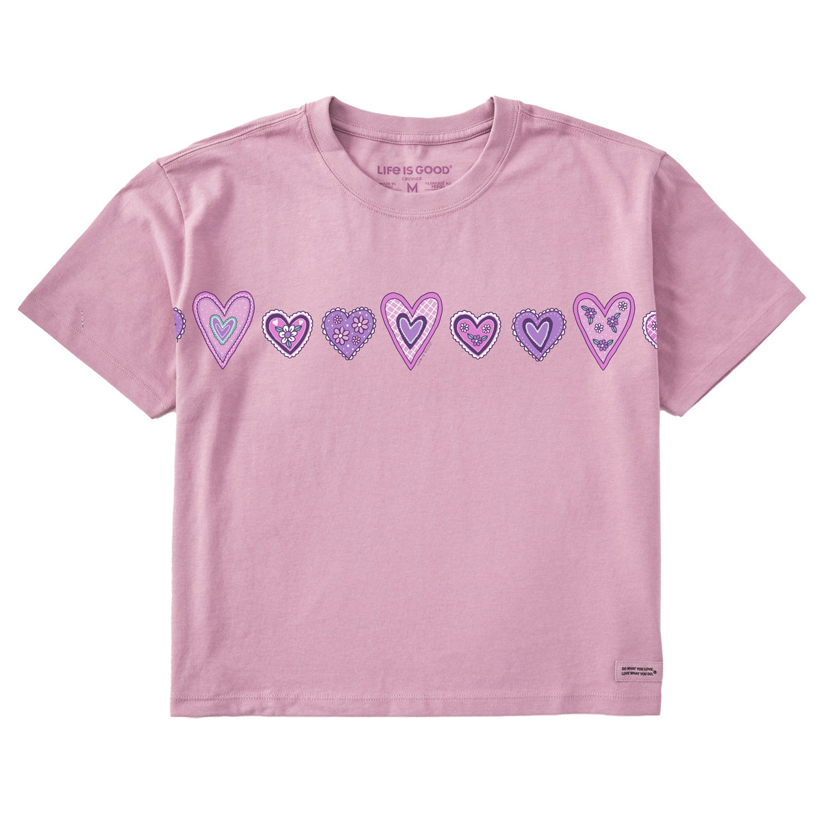 Women's Folk Valentines Short Sleeve Crusher Boxy Tee