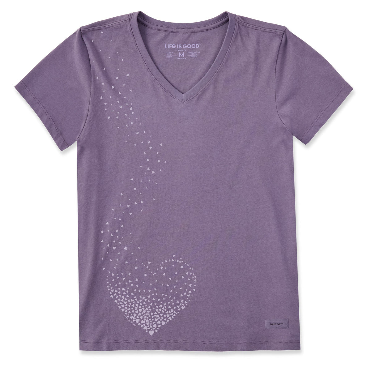 Women's Cascading Hearts Short Sleeve Crusher Vee