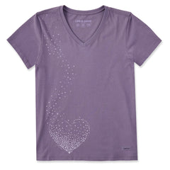 Women's Cascading Hearts Short Sleeve Crusher Vee