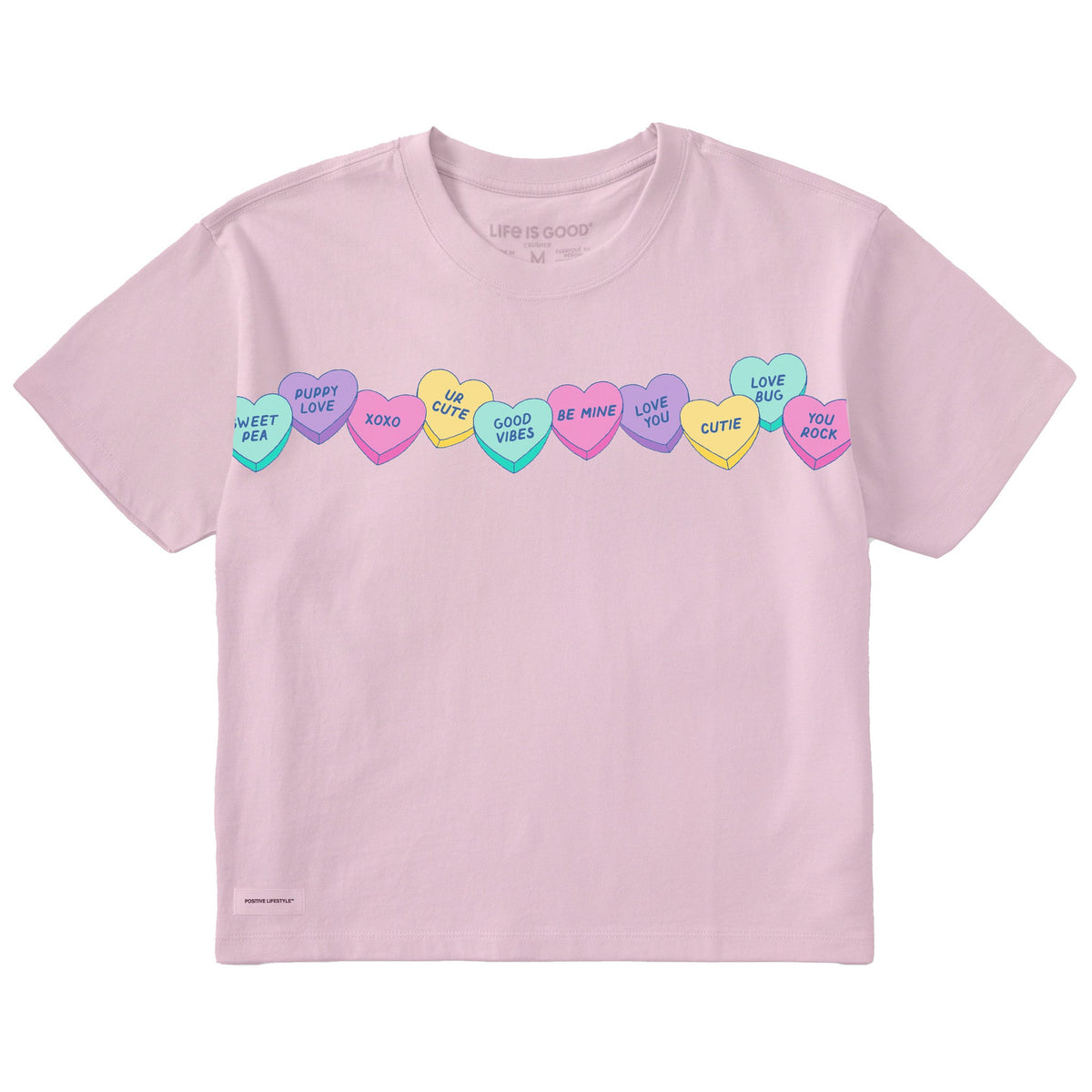 Women's Candy Hearts Short Sleeve Crusher Boxy Tee