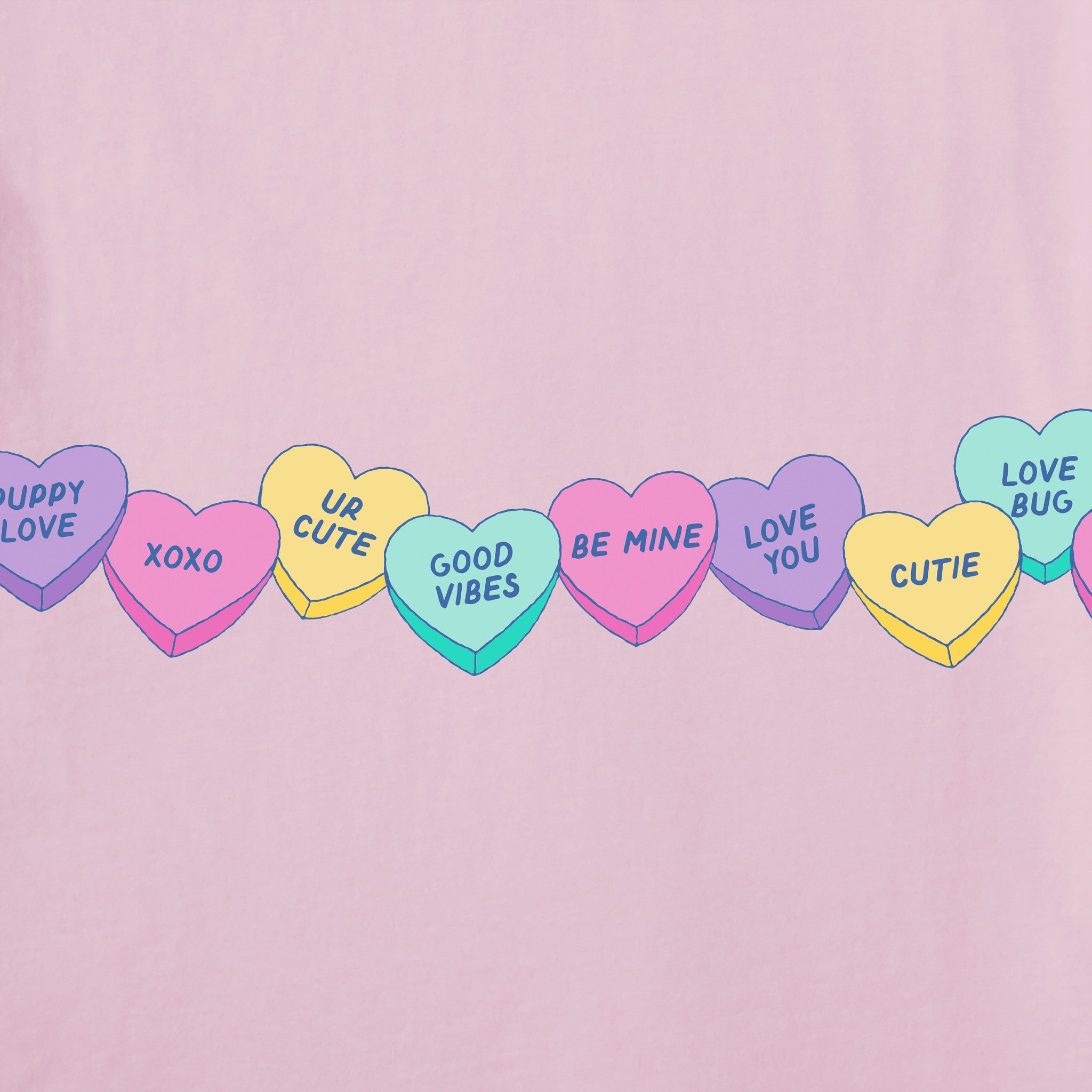 Women's Candy Hearts Short Sleeve Crusher Boxy Tee