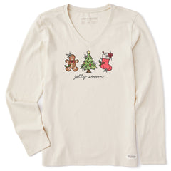 Women's Jolly Season Xmas Long Sleeve Crusher Vee