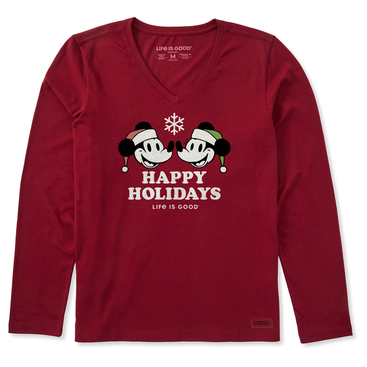 Women's Happy Holidays Willie Long Sleeve Crusher Vee