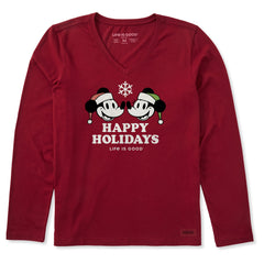 Women's Happy Holidays Willie Long Sleeve Crusher Vee