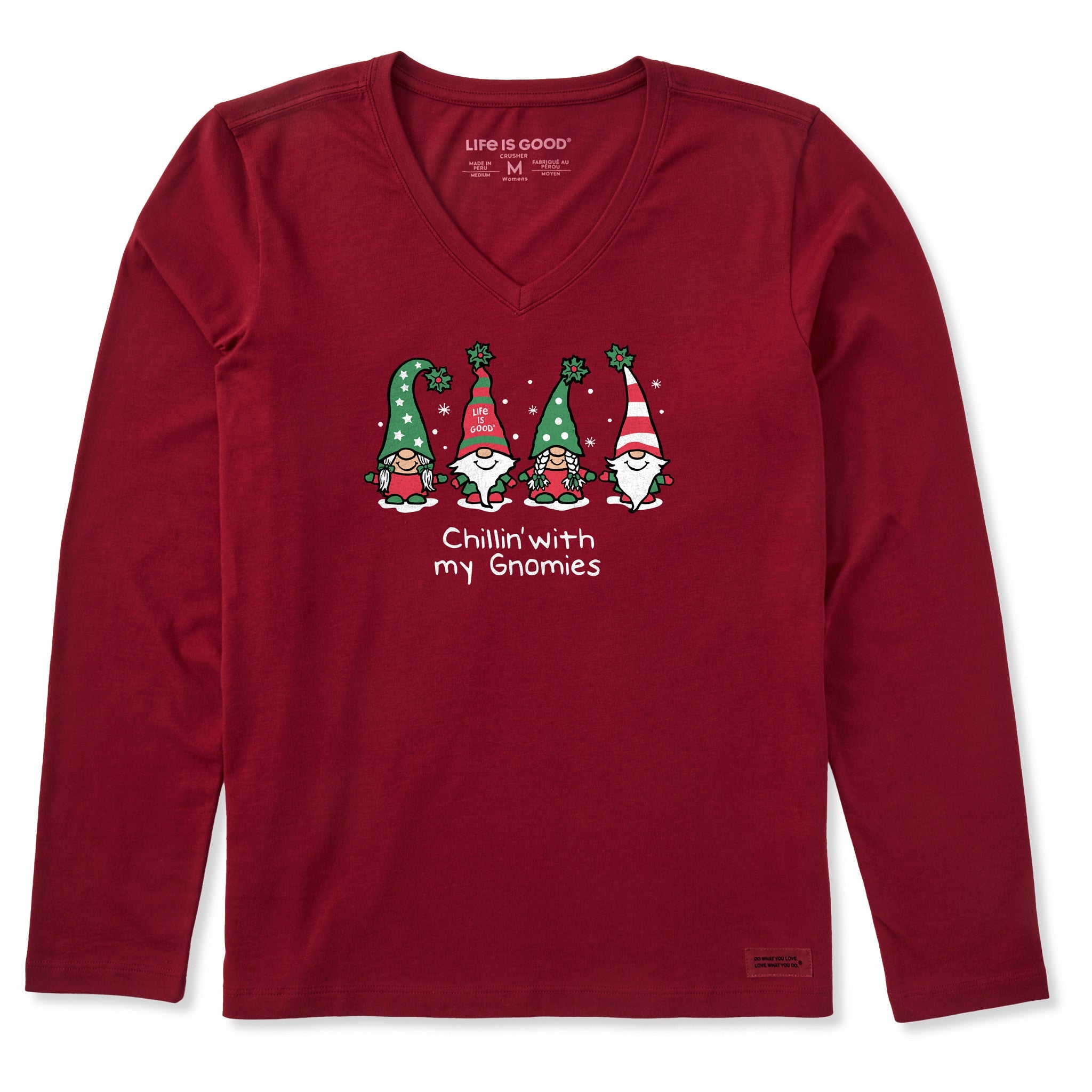 Women's Chillin' with my Gnomies Fam Long Sleeve Crusher Vee