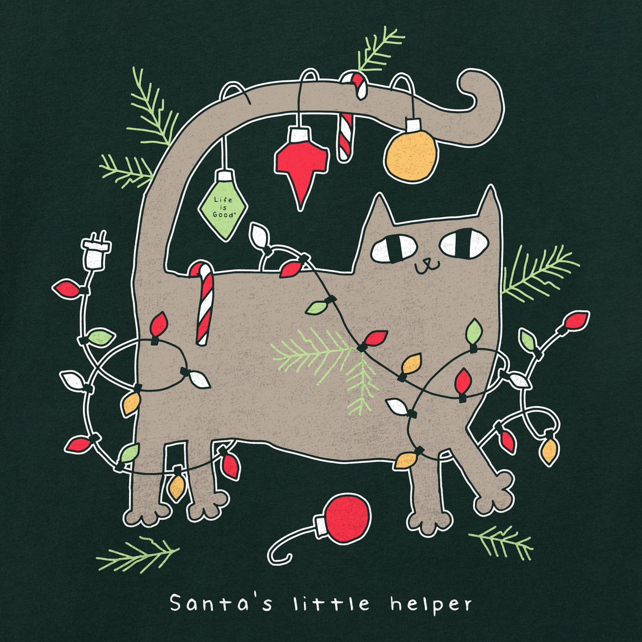 Women's Christmas Cat Long Sleeve Crusher Tee