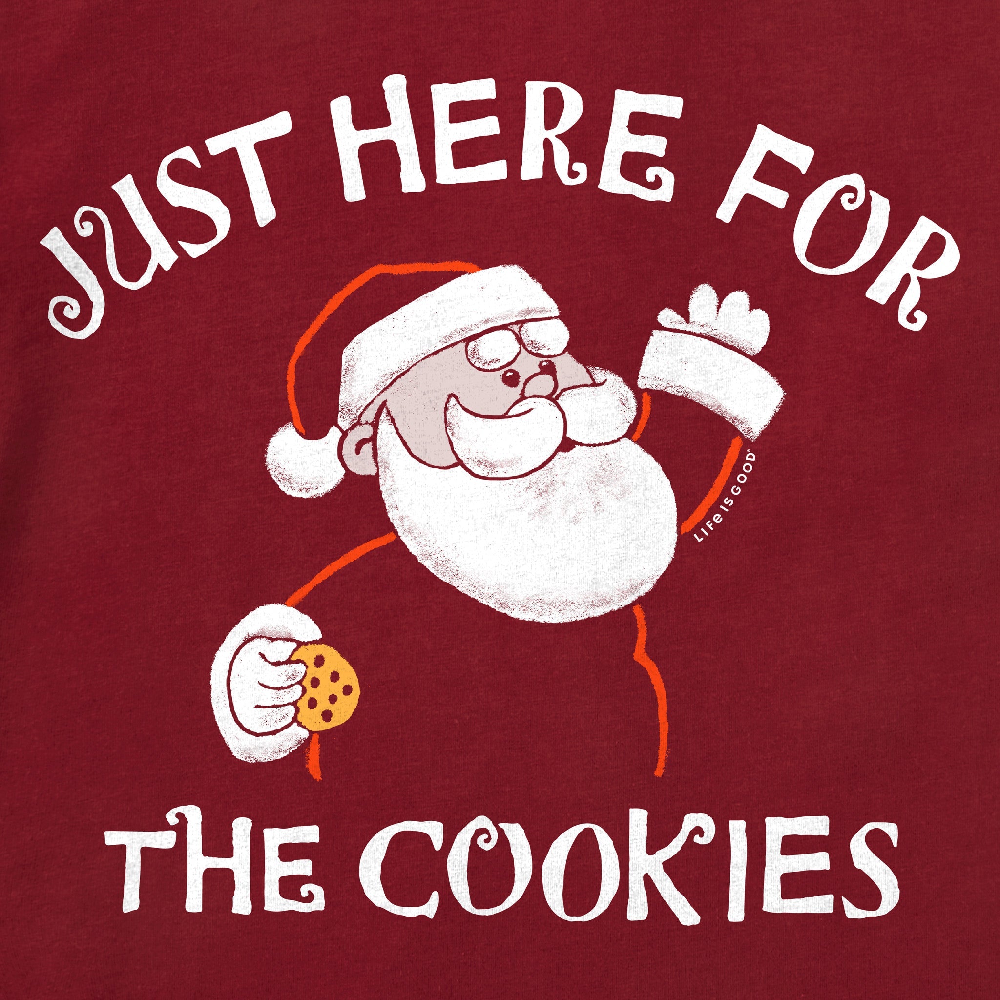 Women's Just Here for the Cookies Santa Long Sleeve Crusher Tee