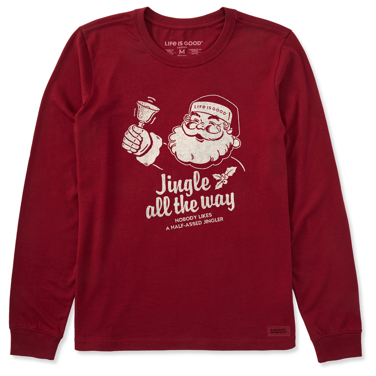 Women's Jingle Santa Long Sleeve Crusher Tee