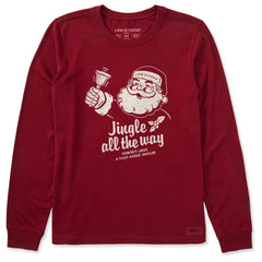 Women's Jingle Santa Long Sleeve Crusher Tee