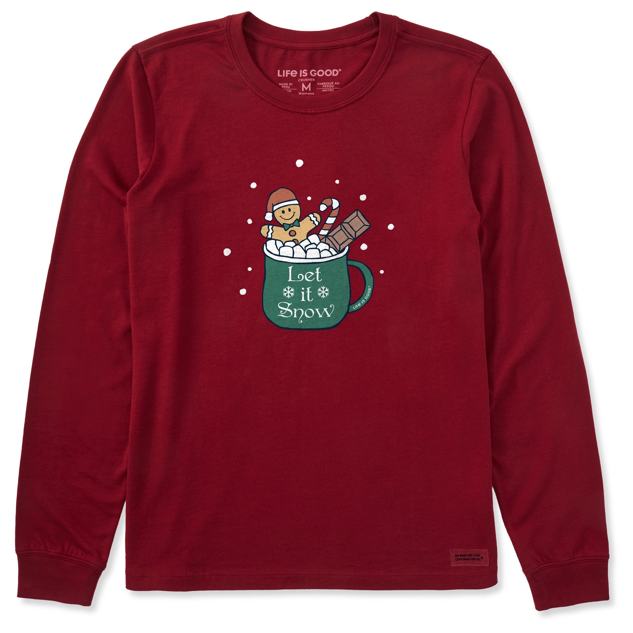Women's Let it Snow Mug Cocoa Long Sleeve Crusher Tee