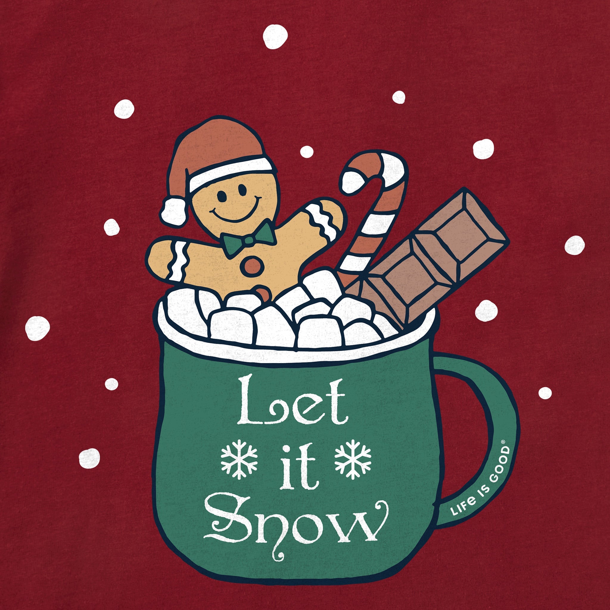 Women's Let it Snow Mug Cocoa Long Sleeve Crusher Tee