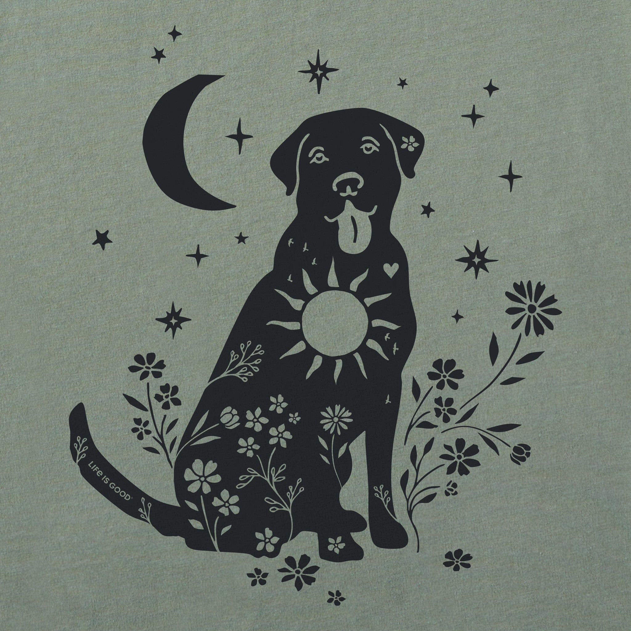 Women's Floral Celestial Dog Short Sleeve Crusher Boxy Tee