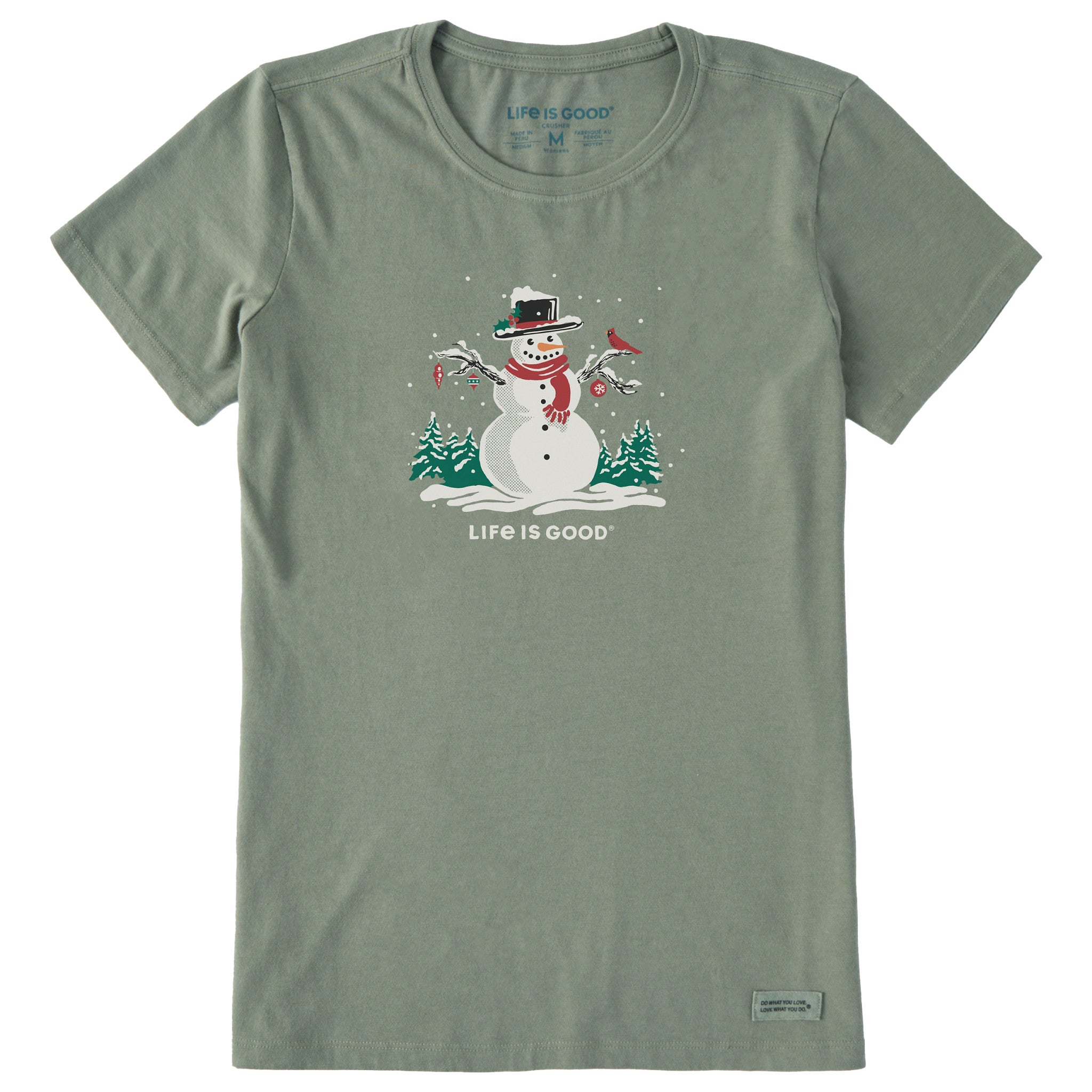 Women's Christmas Snowman Short Sleeve Crusher Tee