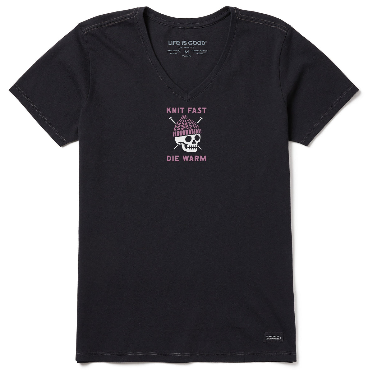 Women's Knit Fast Die Warm Skeleton Short Sleeve Vee