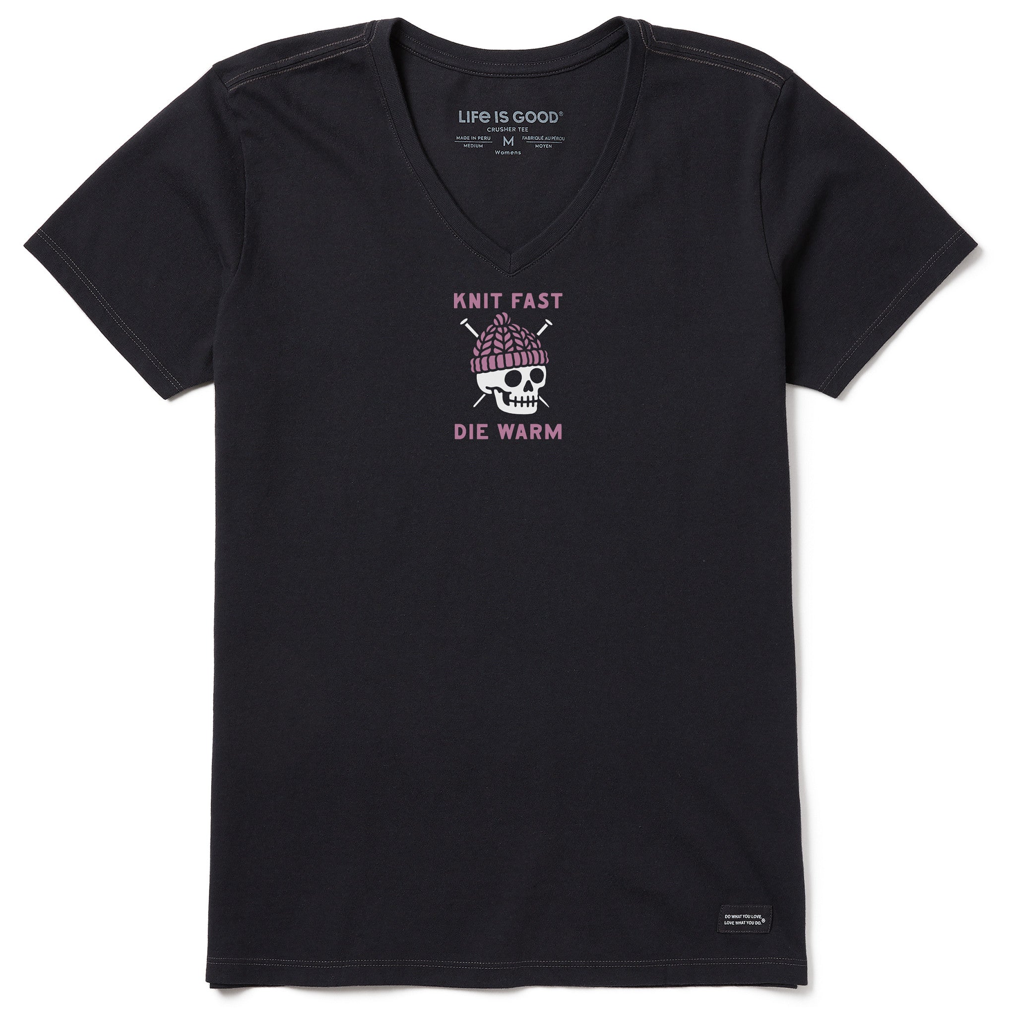 Women's Knit Fast Die Warm Skeleton Short Sleeve Vee
