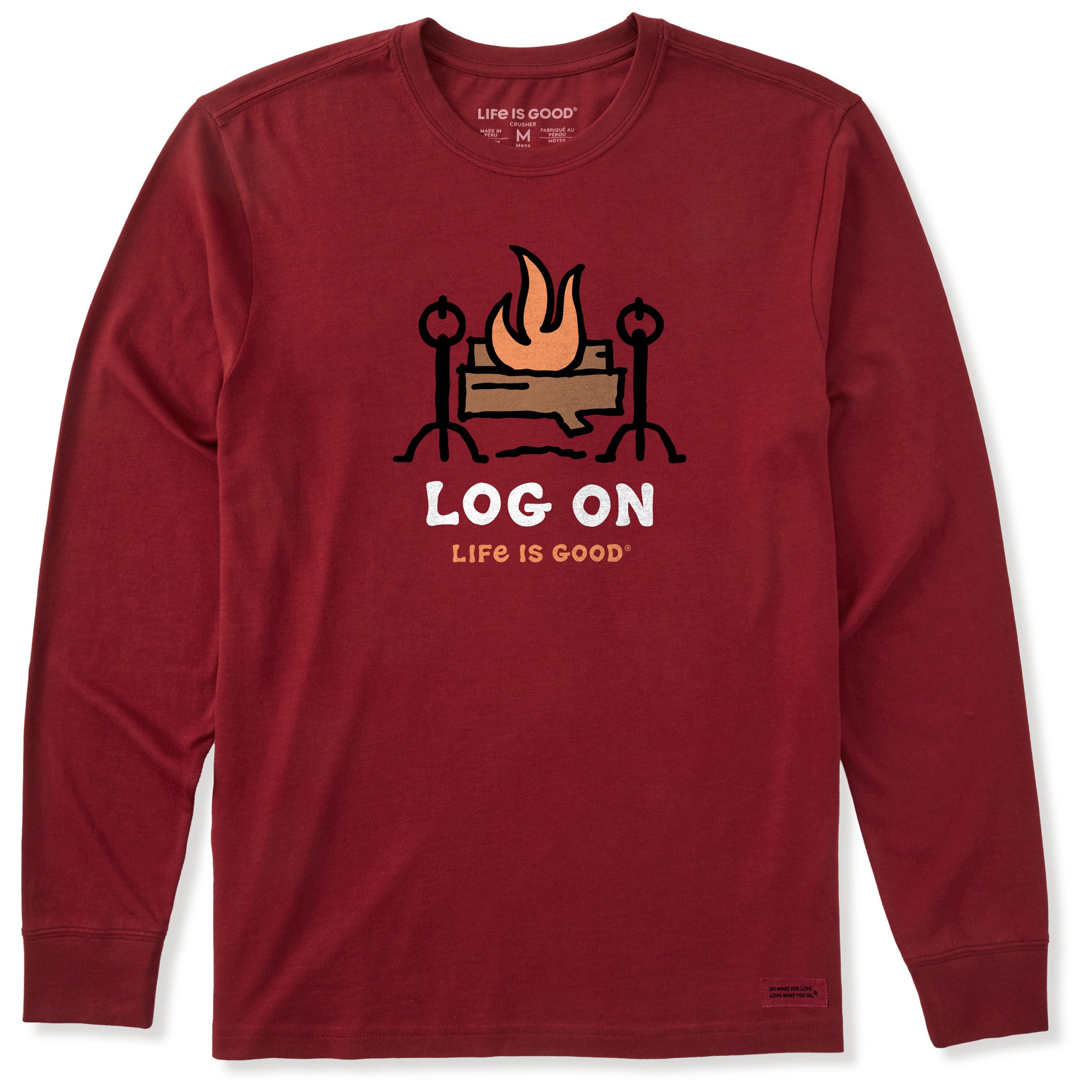 Men's Log On Fireplace Long Sleeve Crusher Tee
