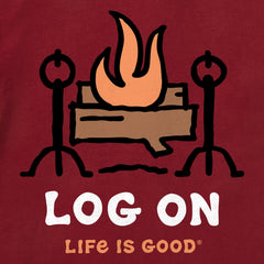 Men's Log On Fireplace Long Sleeve Crusher Tee