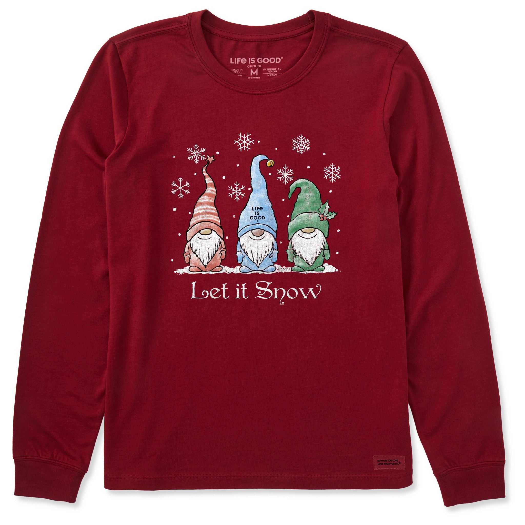 Women's Let it Snow Gnomes Long Sleeve Crusher Tee