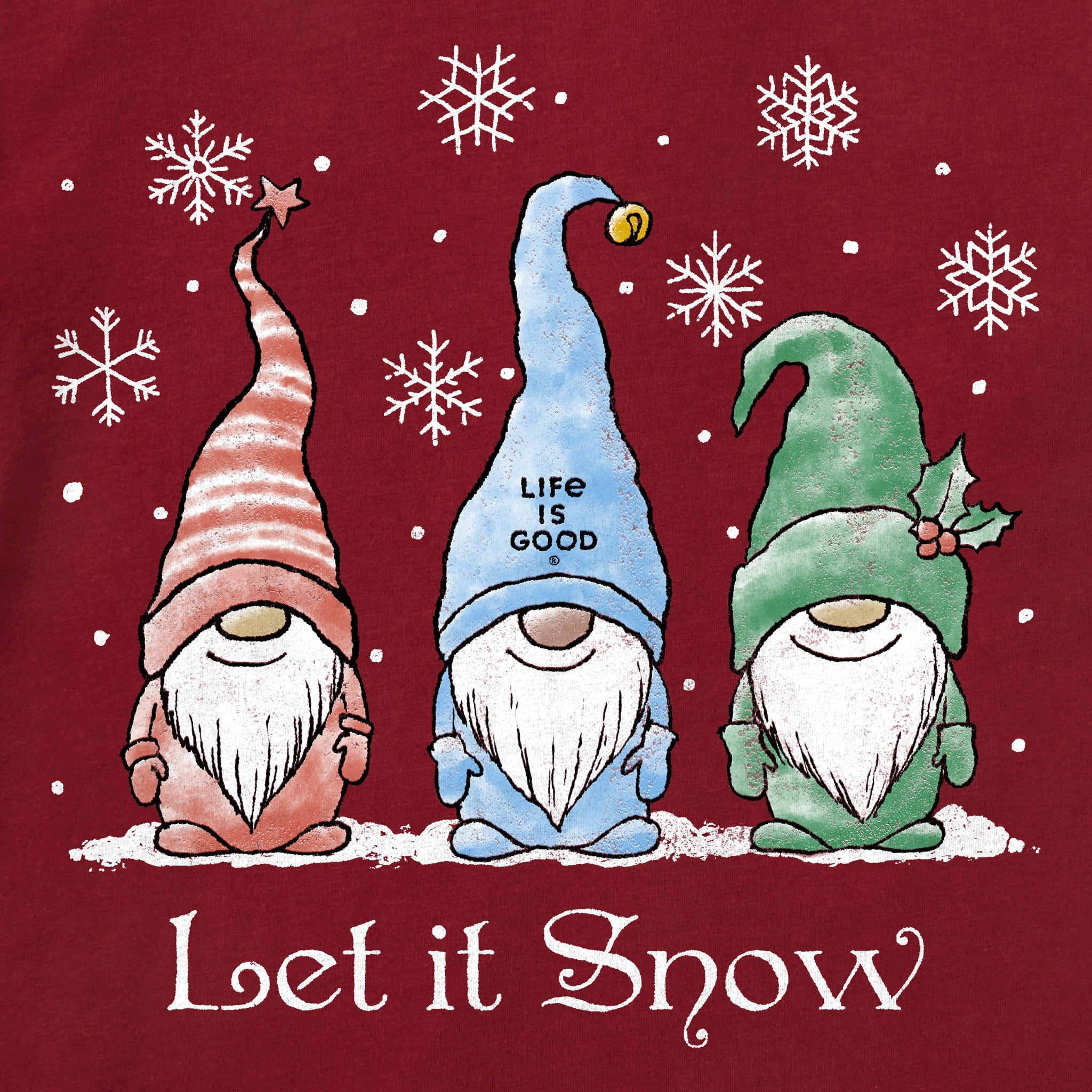 Women's Let it Snow Gnomes Long Sleeve Crusher Tee
