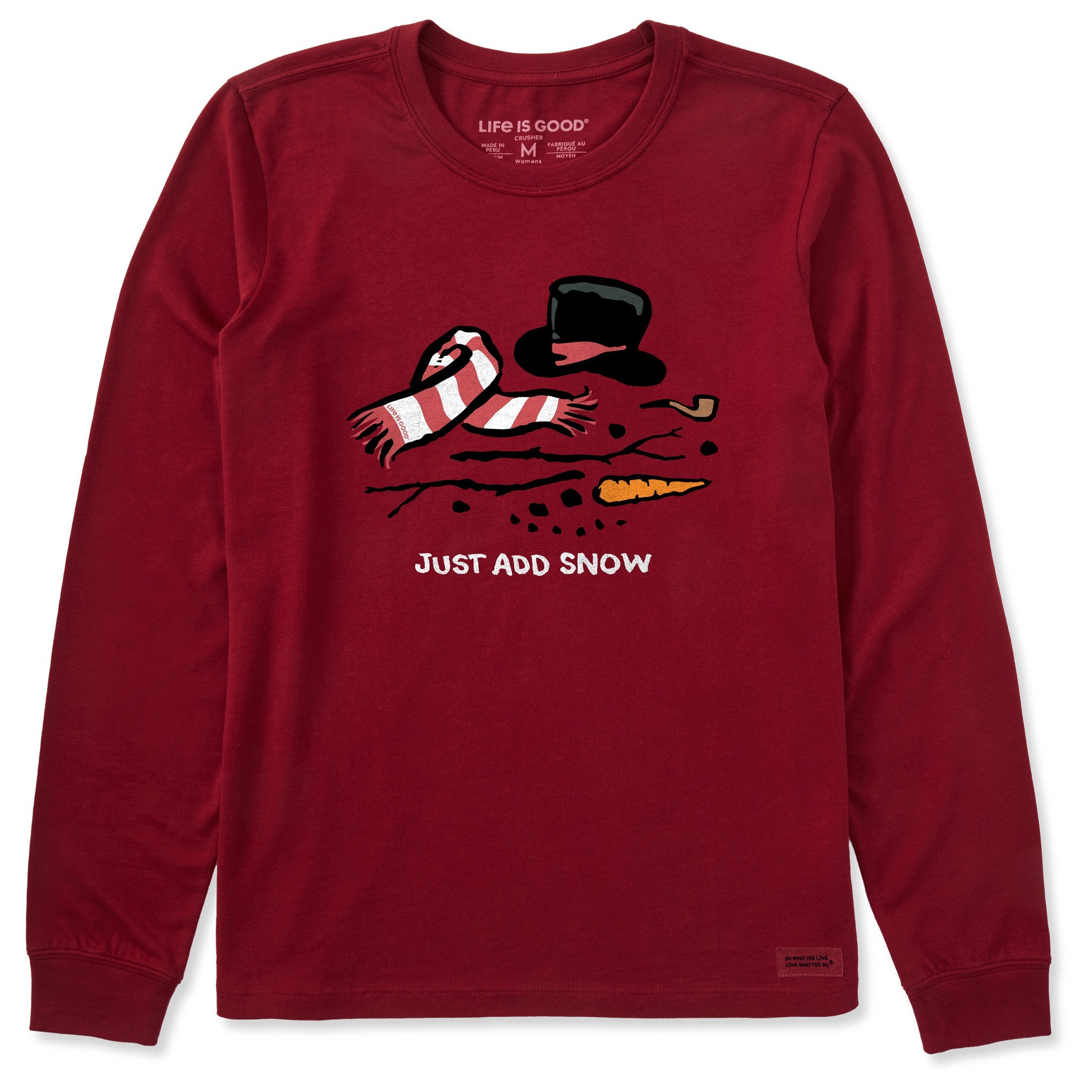 Women's Just Add Snow Snowman Long Sleeve Crusher Tee