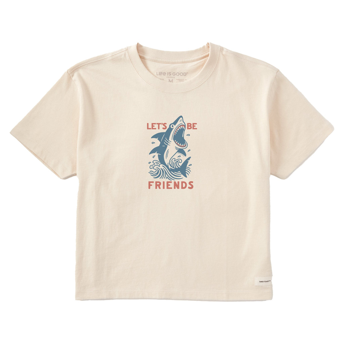 Women's Let's Be Friends Shark Short Sleeve Crusher Boxy Tee