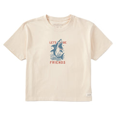 Women's Let's Be Friends Shark Short Sleeve Crusher Boxy Tee