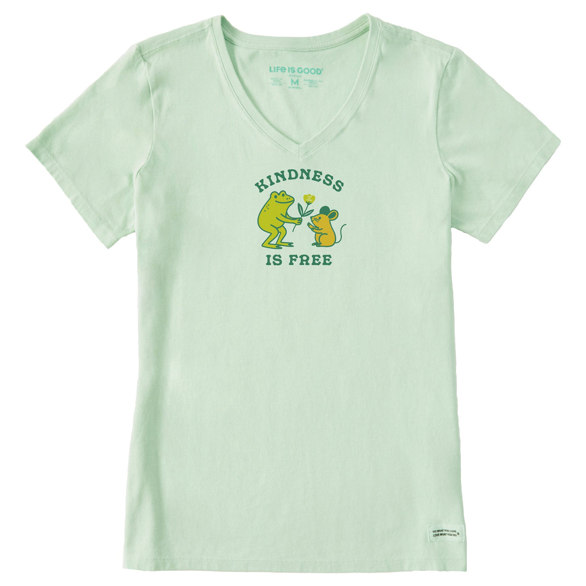 Women's Kindness is Free Frog Mouse Short Sleeve Crusher Vee