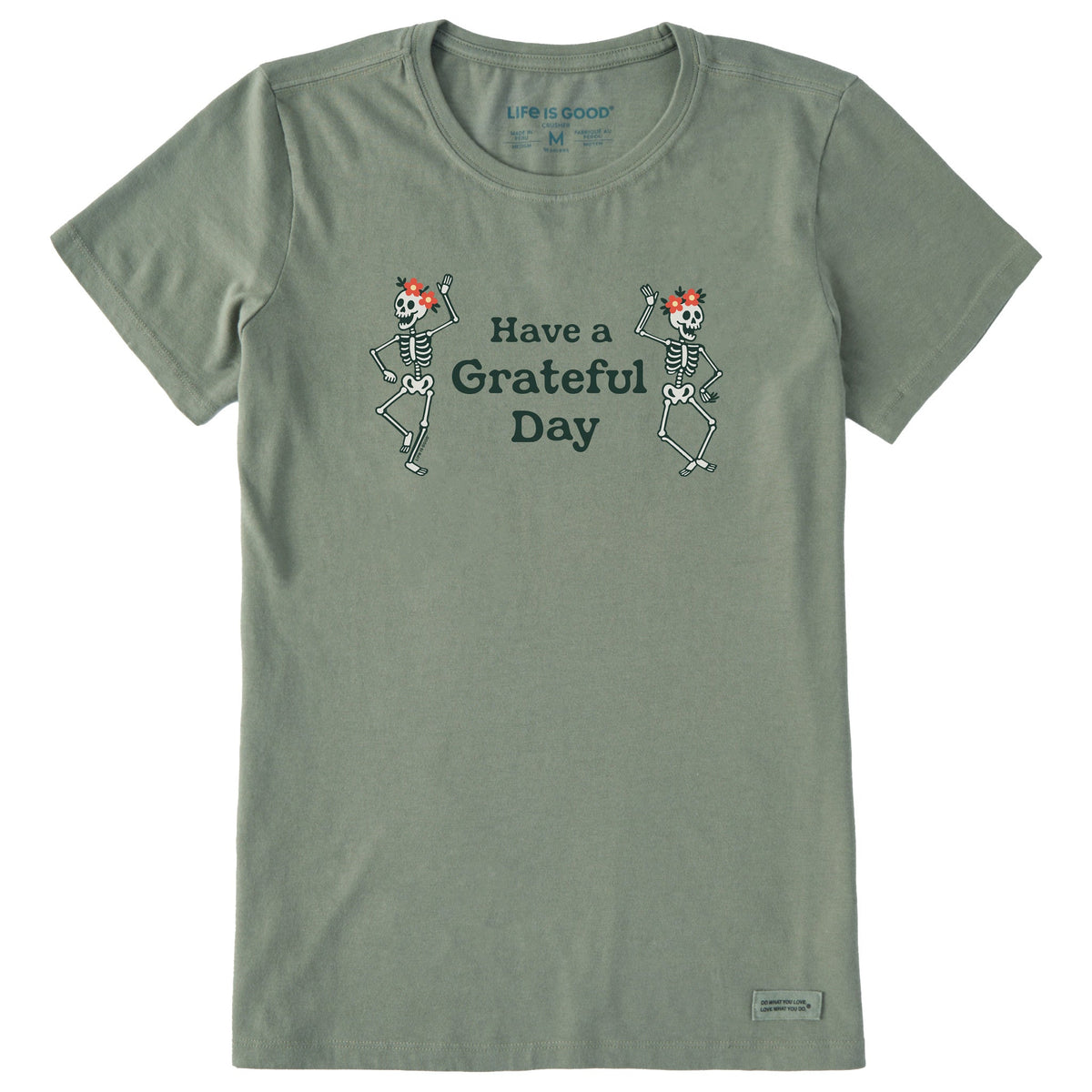 Women's Have a Grateful Day Dancing Skeletons Short Sleeve Crusher Tee