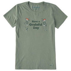 Women's Have a Grateful Day Dancing Skeletons Short Sleeve Crusher Tee