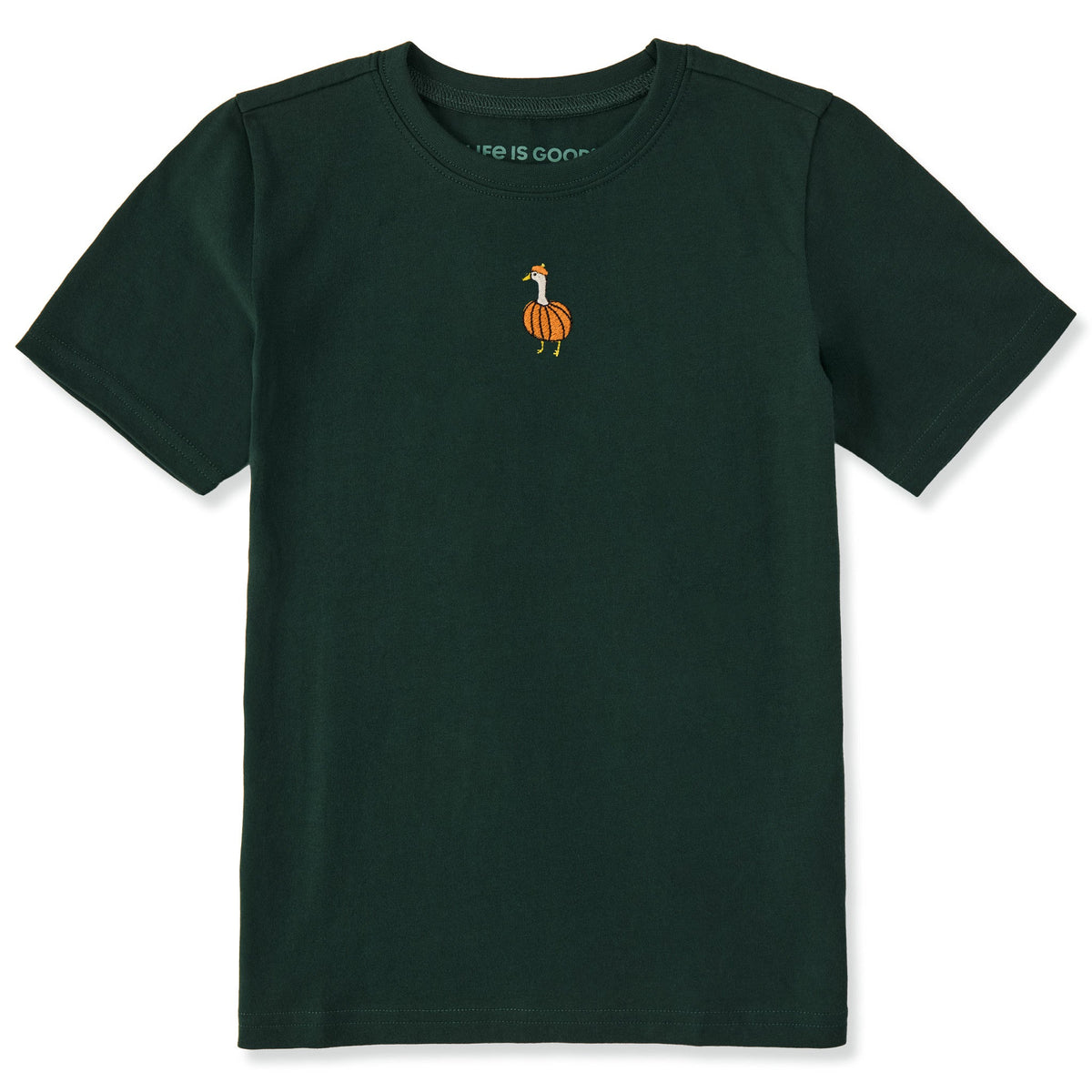 Kids Embroidered Pumpkin Goose Short Sleeve Crusher Tee