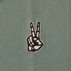 Men's Embroidered Skeleton Peace Hand Short Sleeve Crusher Tee
