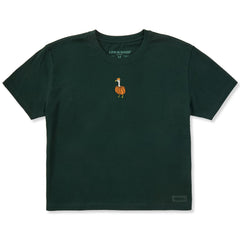 Women's Embroidered Pumpkin Goose Short Sleeve Crusher Boxy Tee