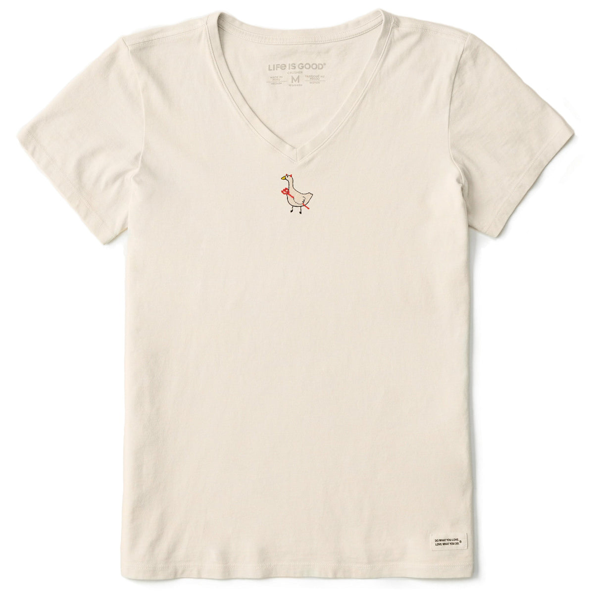 Women's Embroidered Devil Goose Short Sleeve Crusher Vee