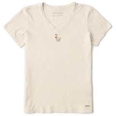 Women's Embroidered Devil Goose Short Sleeve Crusher Vee