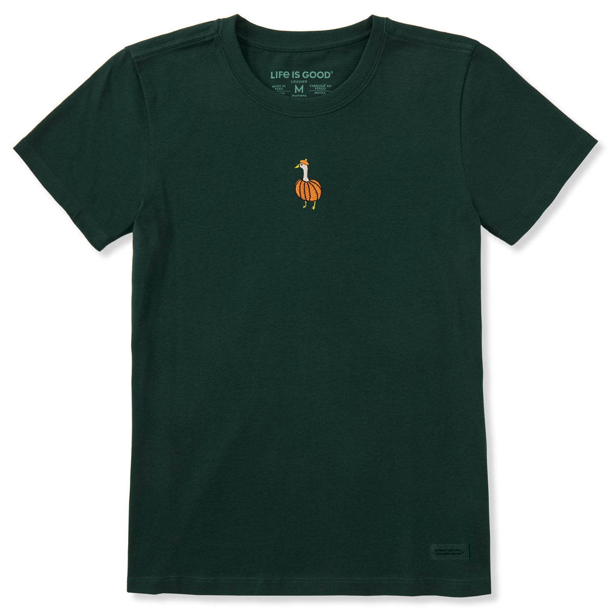 Women's Embroidered Pumpkin Goose Short Sleeve Crusher Tee
