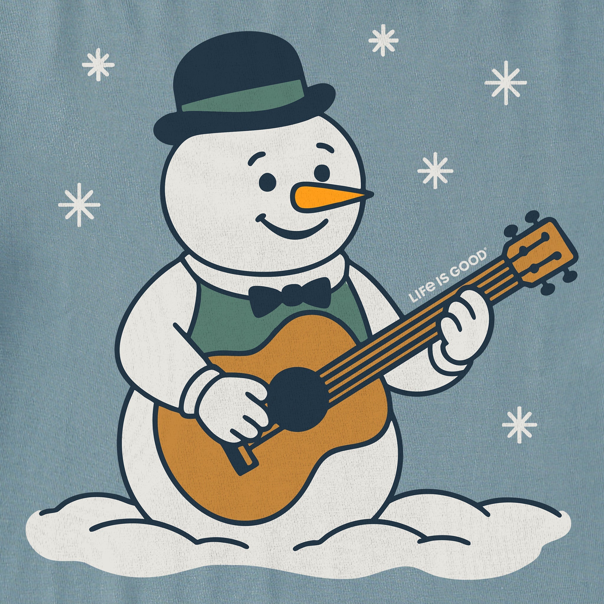 Men's Snowman Guitar Long Sleeve Crusher Tee