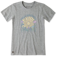 Women's Hello Sunshine Sun & Flowers Short Sleeve Tee