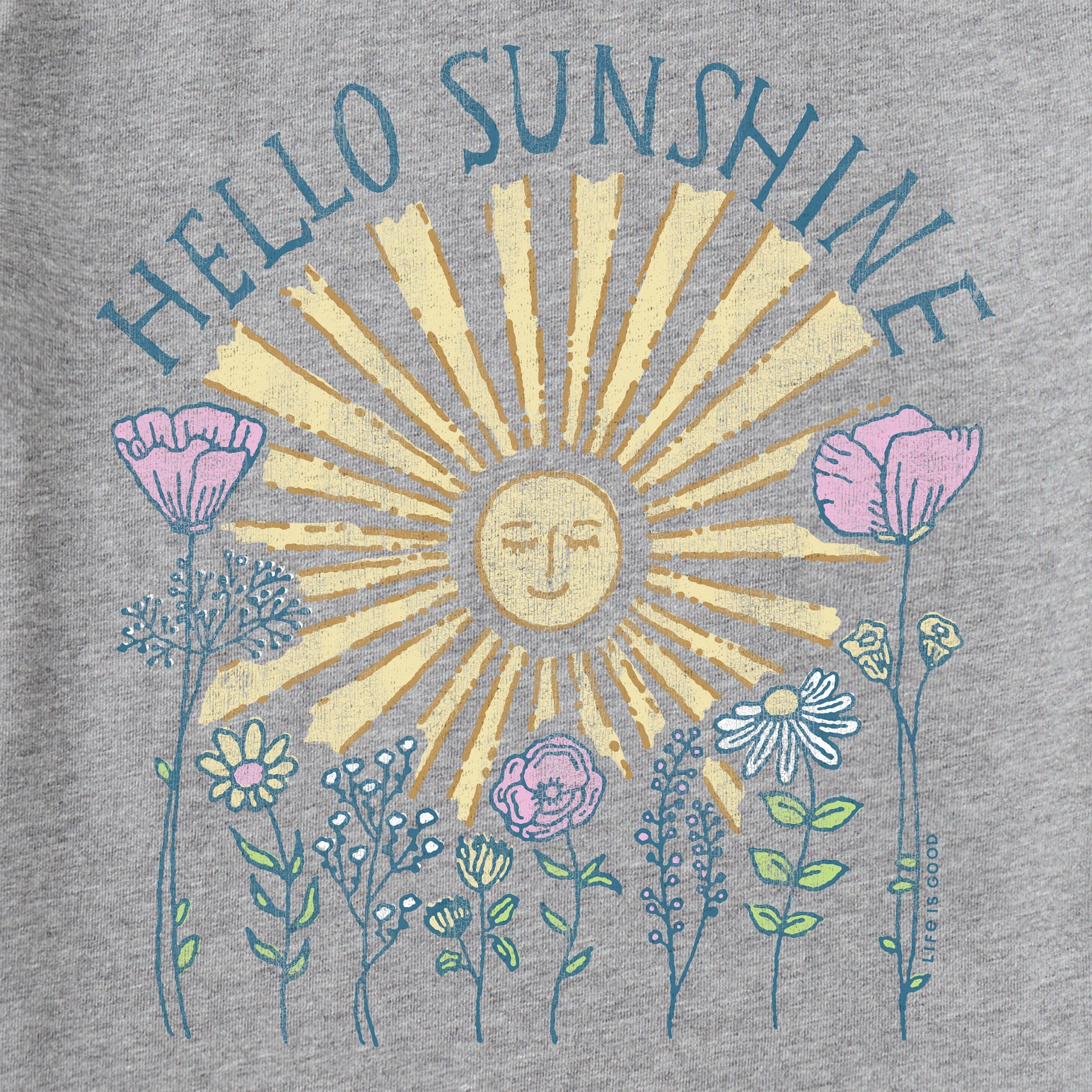 Women's Hello Sunshine Sun & Flowers Short Sleeve Tee