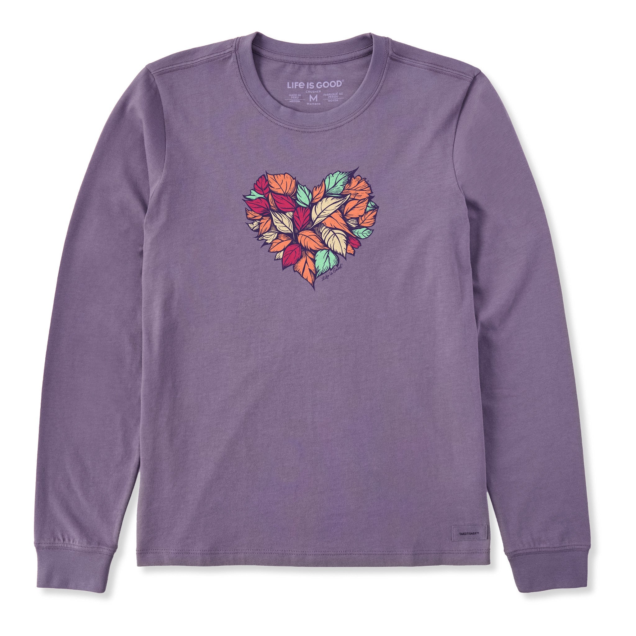 Women's Leaf Heart Long Sleeve Crusher Tee