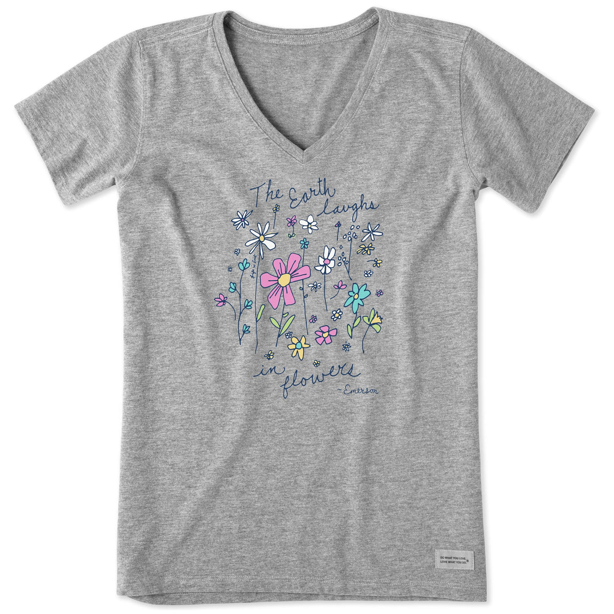 Women's Earth Laughs in Wildflowers Short Sleeve Crusher-LITE Vee