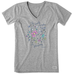 Women's Earth Laughs in Wildflowers Short Sleeve Crusher-LITE Vee