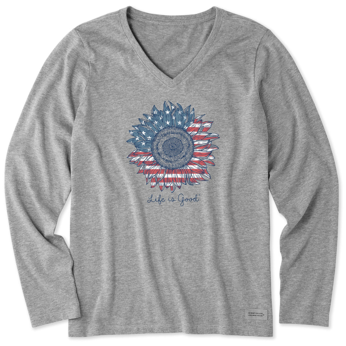 Women's American Sunflower Long Sleeve Crusher-LITE Vee