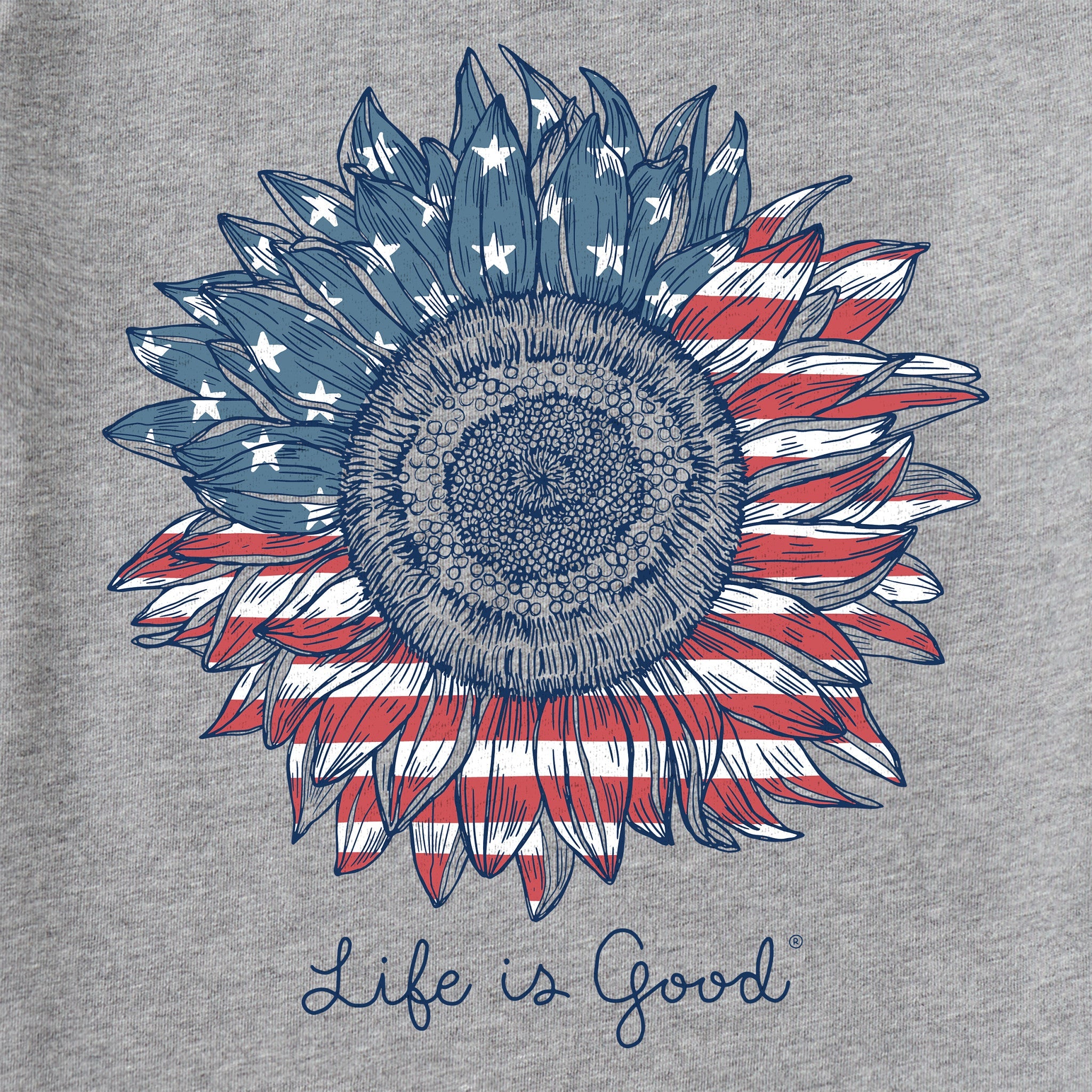 Women's American Sunflower Long Sleeve Crusher-LITE Vee