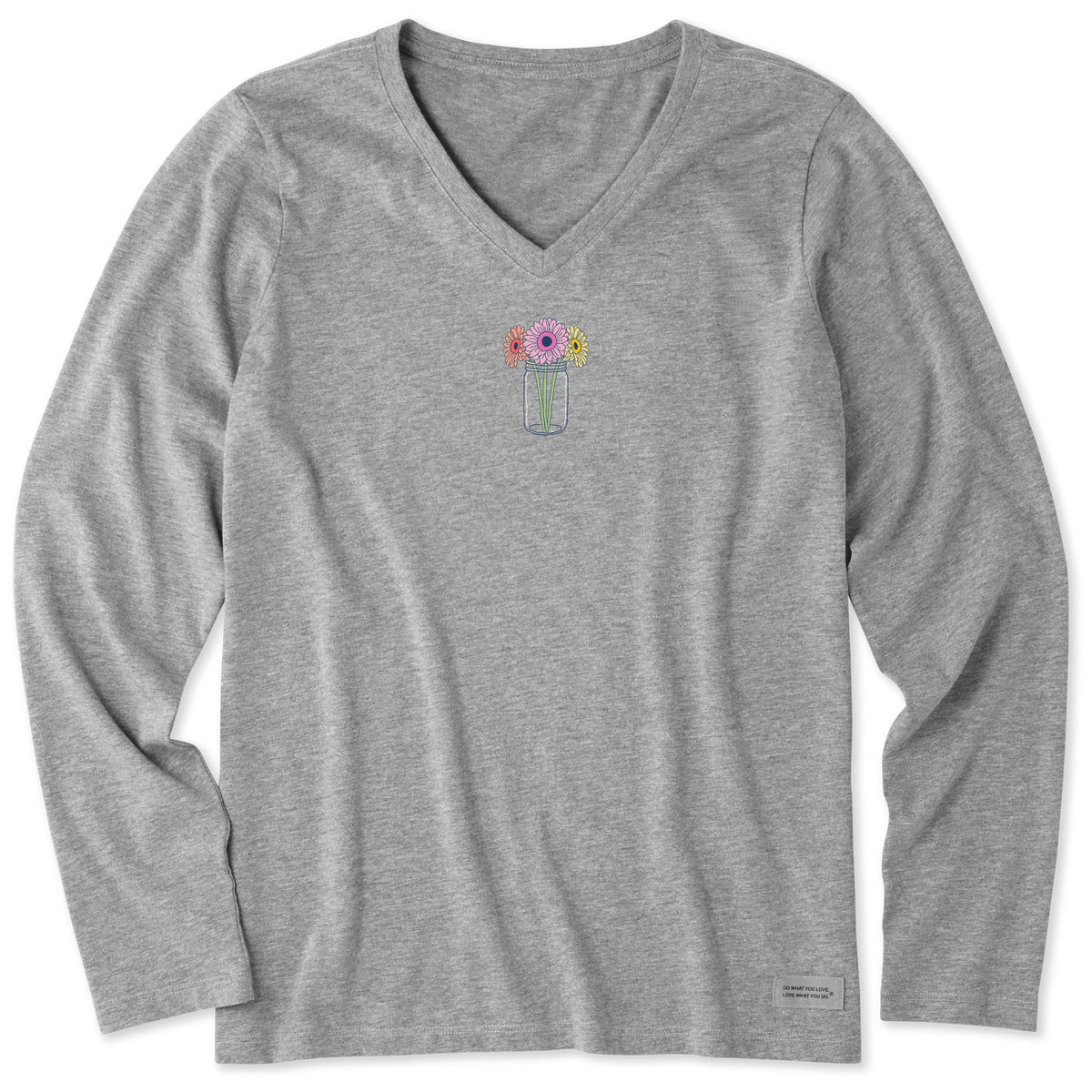 Women's Gerbera Flower Jar Long Sleeve Crusher-LITE Vee