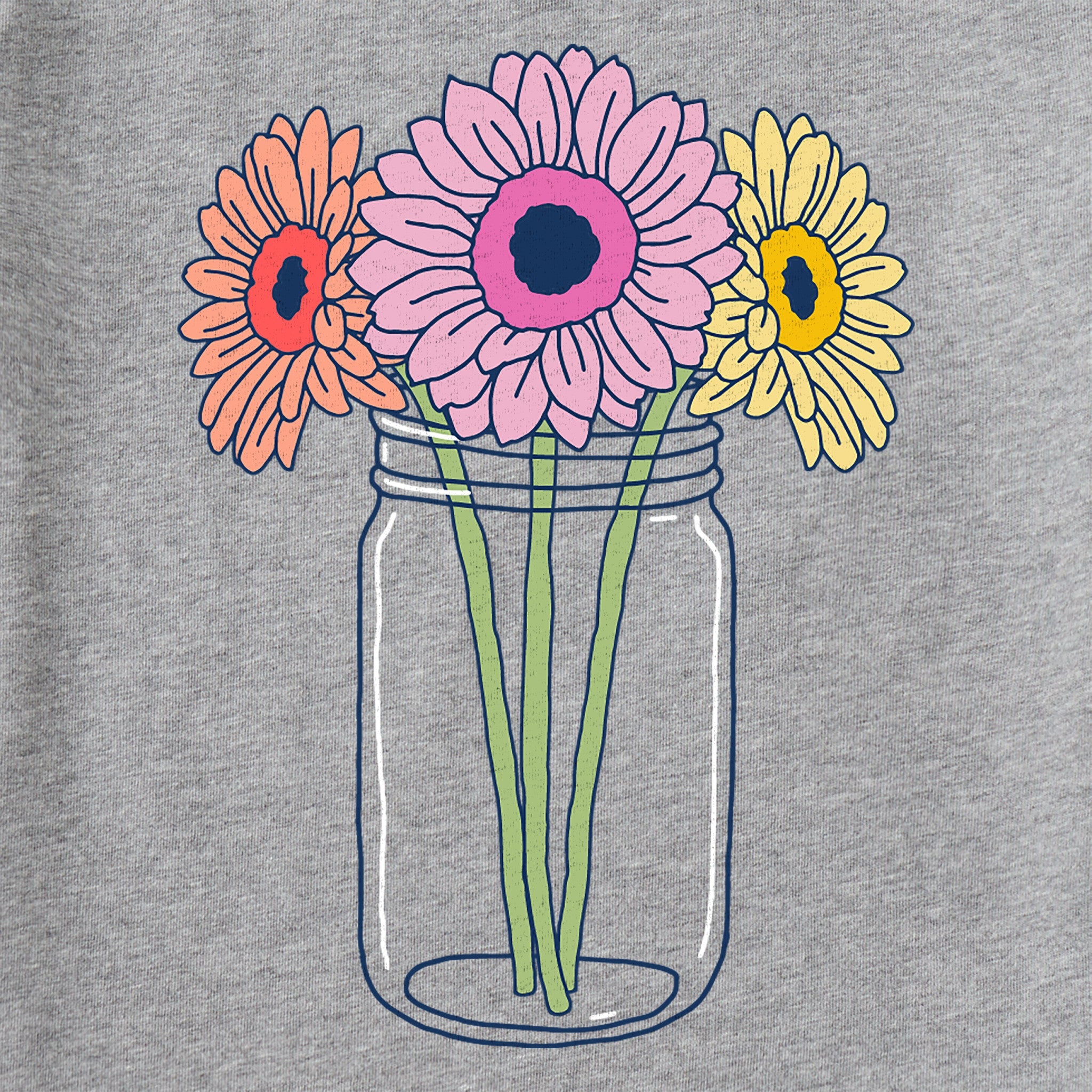 Women's Gerbera Flower Jar Long Sleeve Crusher-LITE Vee
